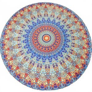 Boho Round Fitted Multicolored Tablecloth. 45" X 56"